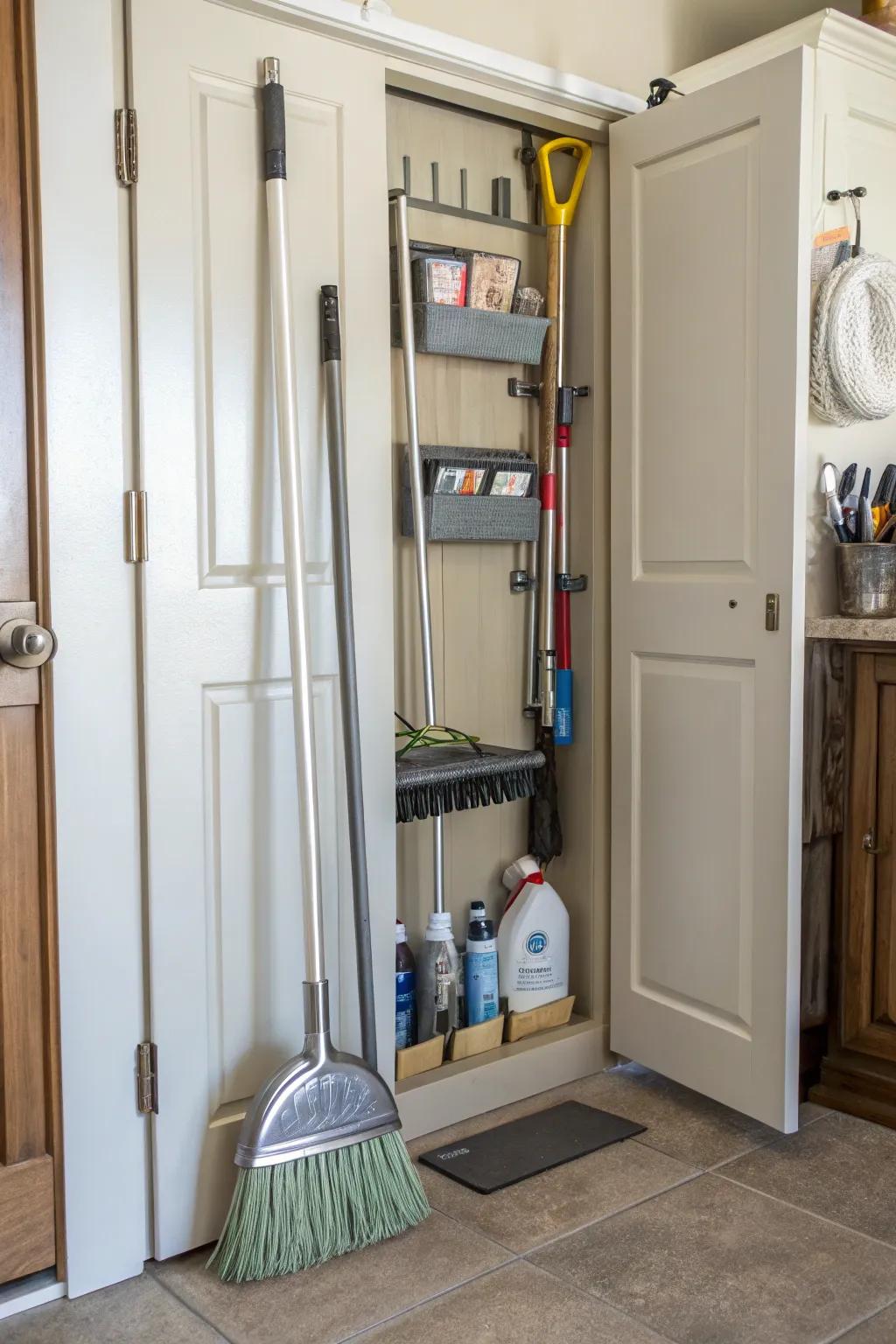 A magnetic strip keeps small metal items organized and in sight.