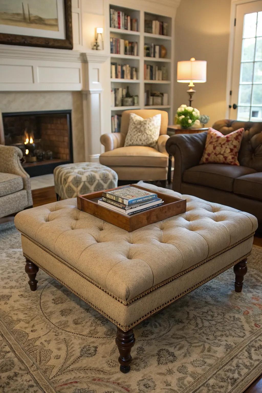 Ottomans and poufs are flexible and stylish in small areas.