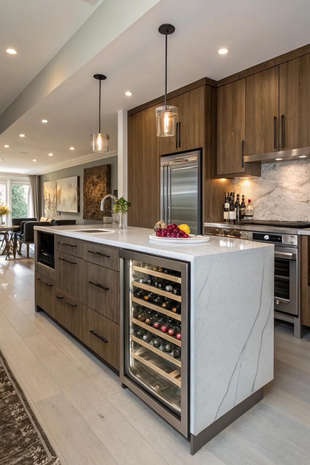 Transform your kitchen island into the heart of your home with an integrated drink chiller.