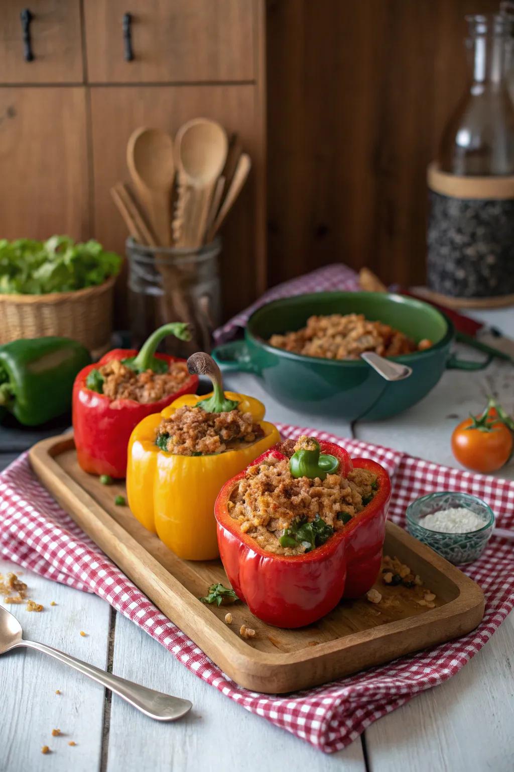 Colorful and nutritious stuffed bell peppers, a complete meal.