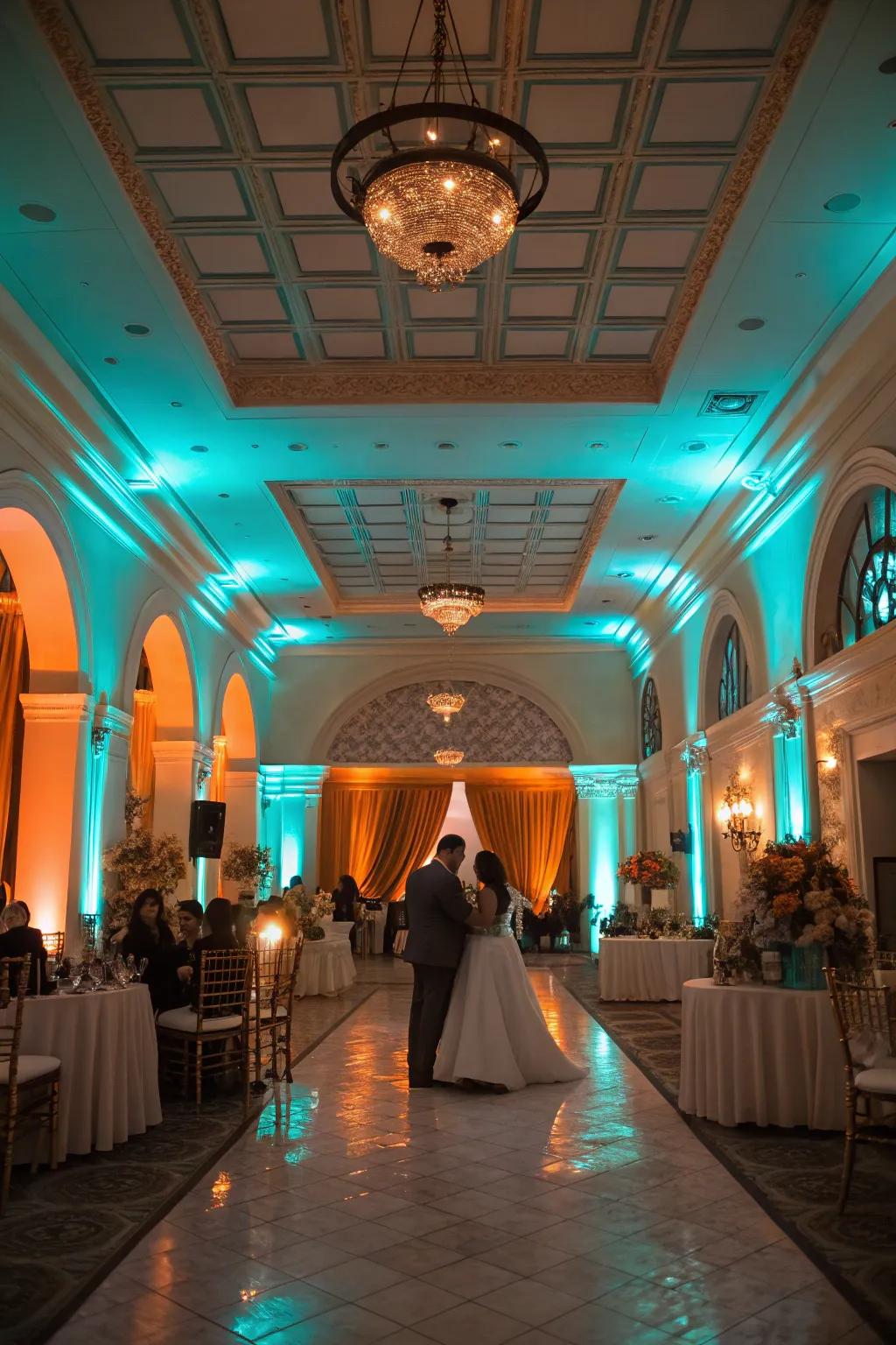 Celebration lighting that sets a romantic and warm mood.