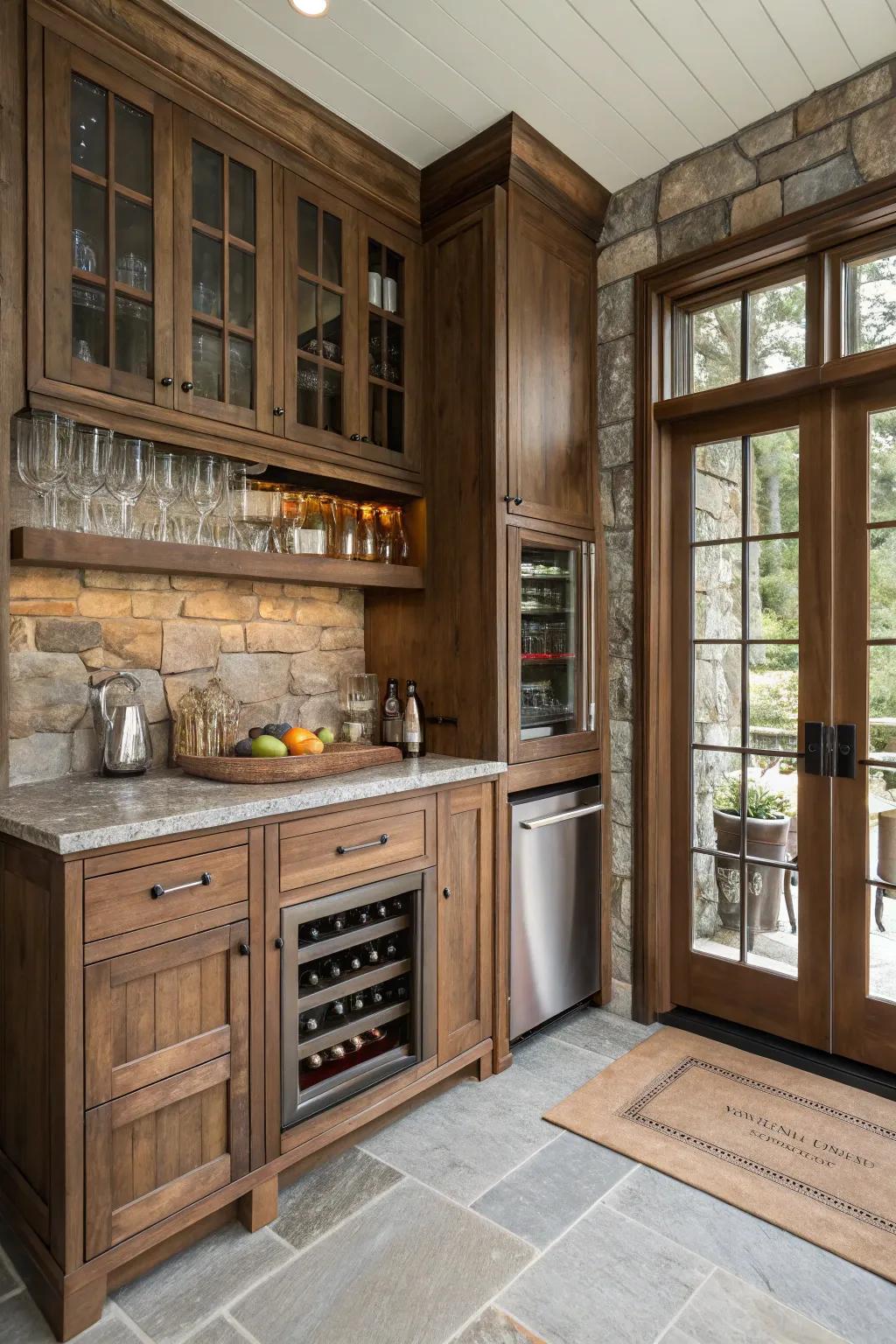 A harmonious blend of materials adds depth and intrigue.