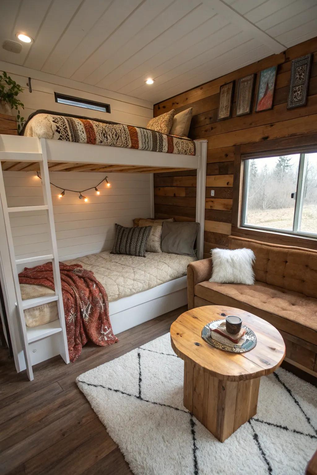 Elevated beds maximize space and comfort.