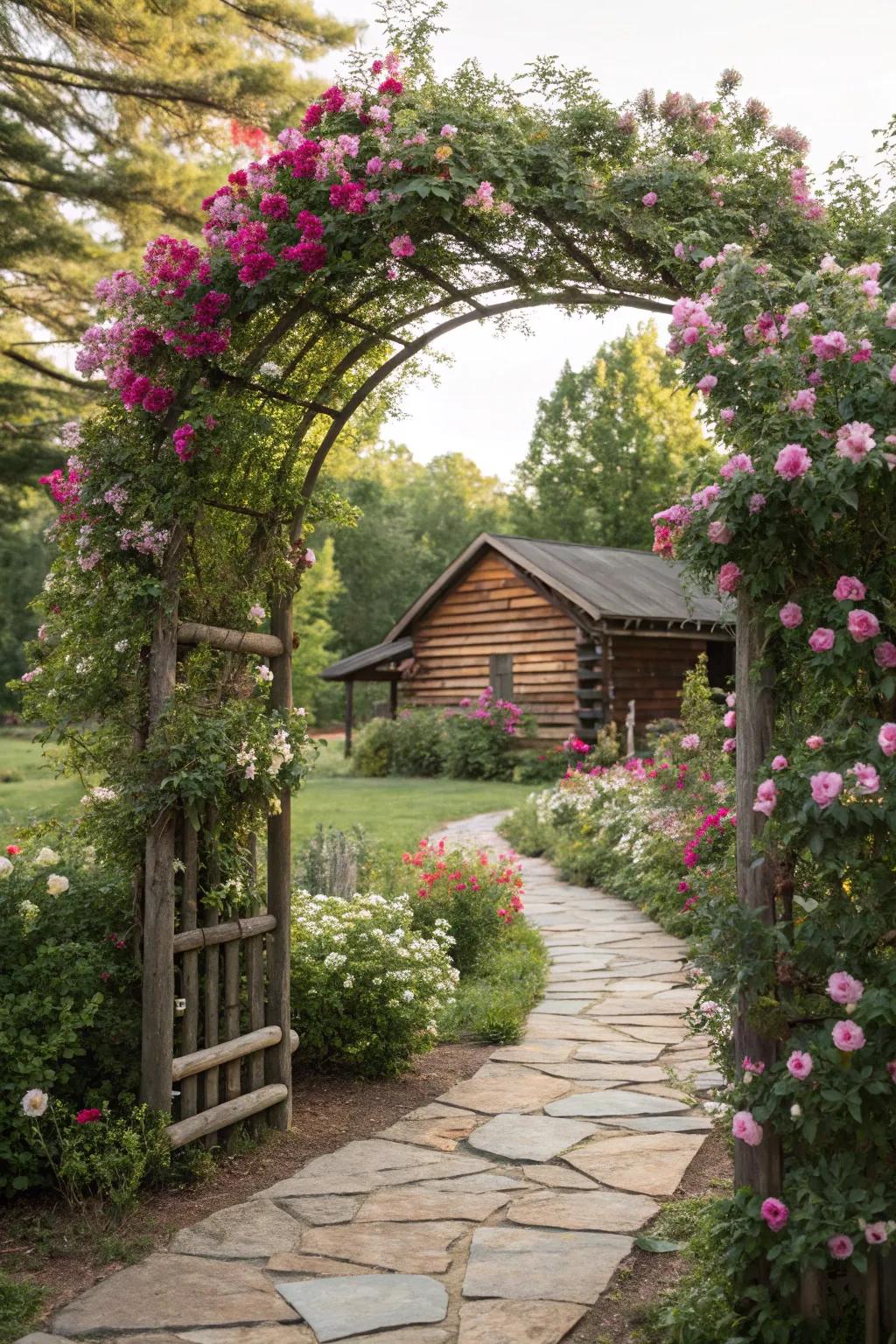 A cultivated gateway crafts a striking introduction to your cabin garden.