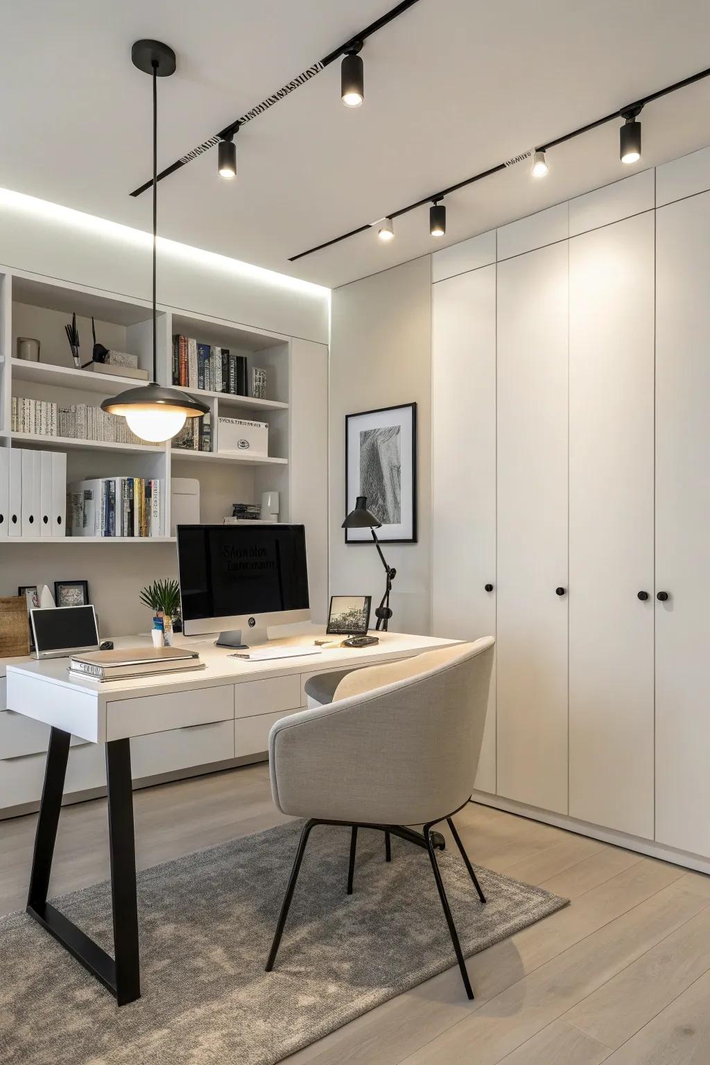 Achieve a clutter-free office using simple wiring lighting.