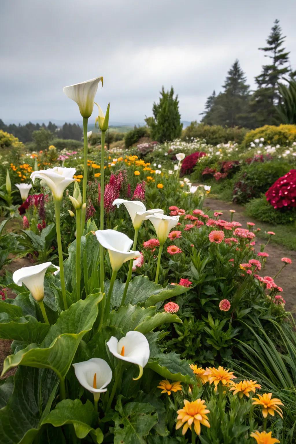 Radiant snowdrops providing continuous color with seasonal flowers.