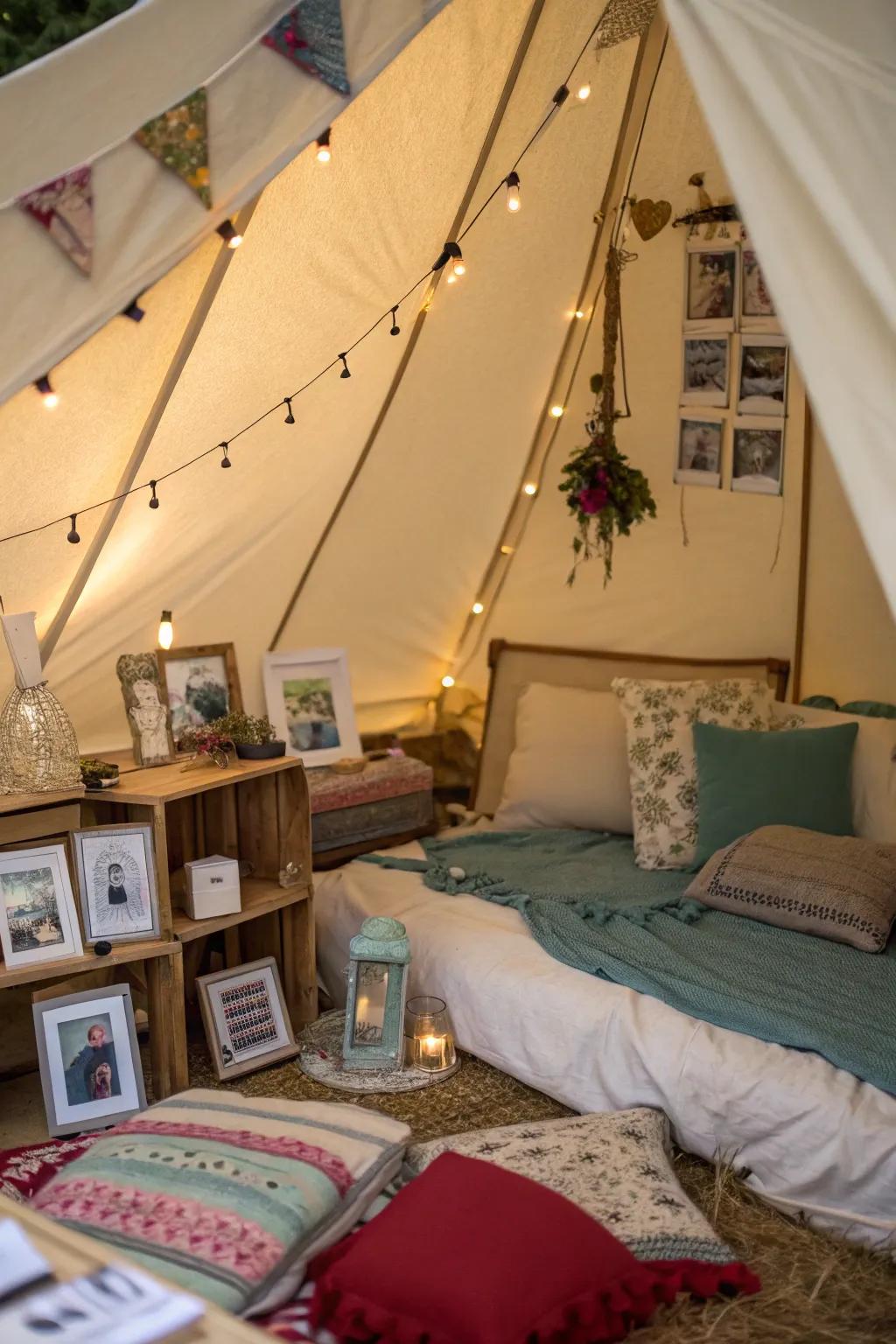 Append a personal element to your tent with decor items.