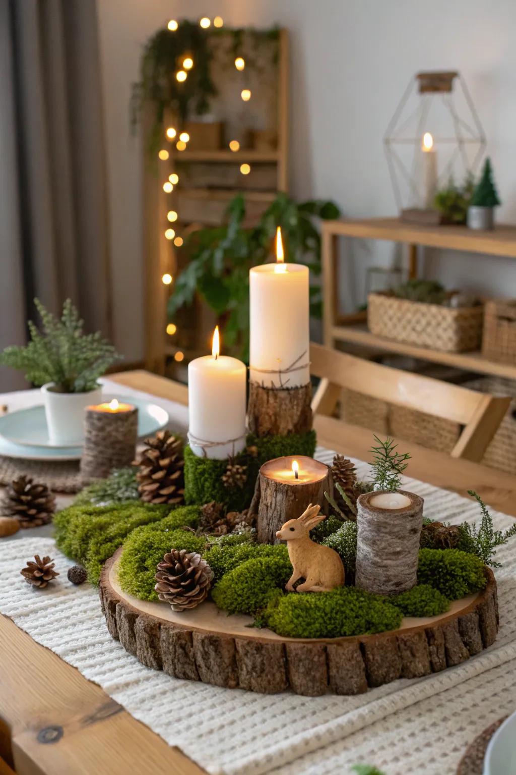 A woodland scene, brought to life with lights, introduces a fairy-tale element to your décor.