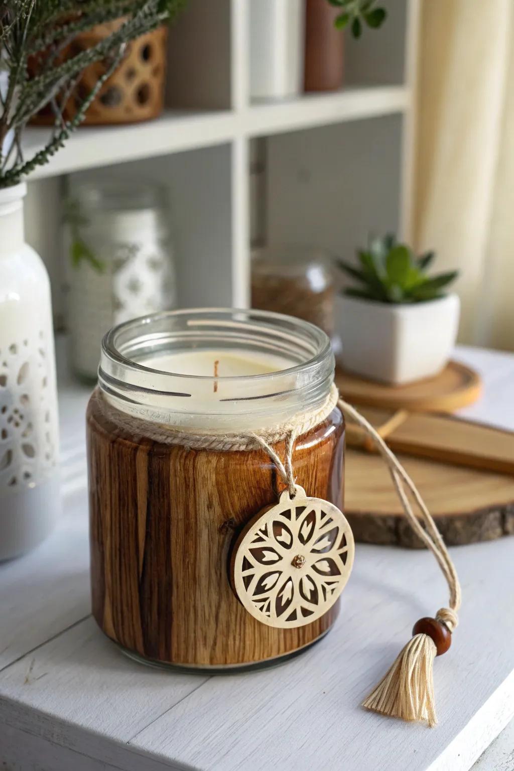 Transmute your candle containers into countryside timber treasures through this uncomplicated do-it-yourself notion!