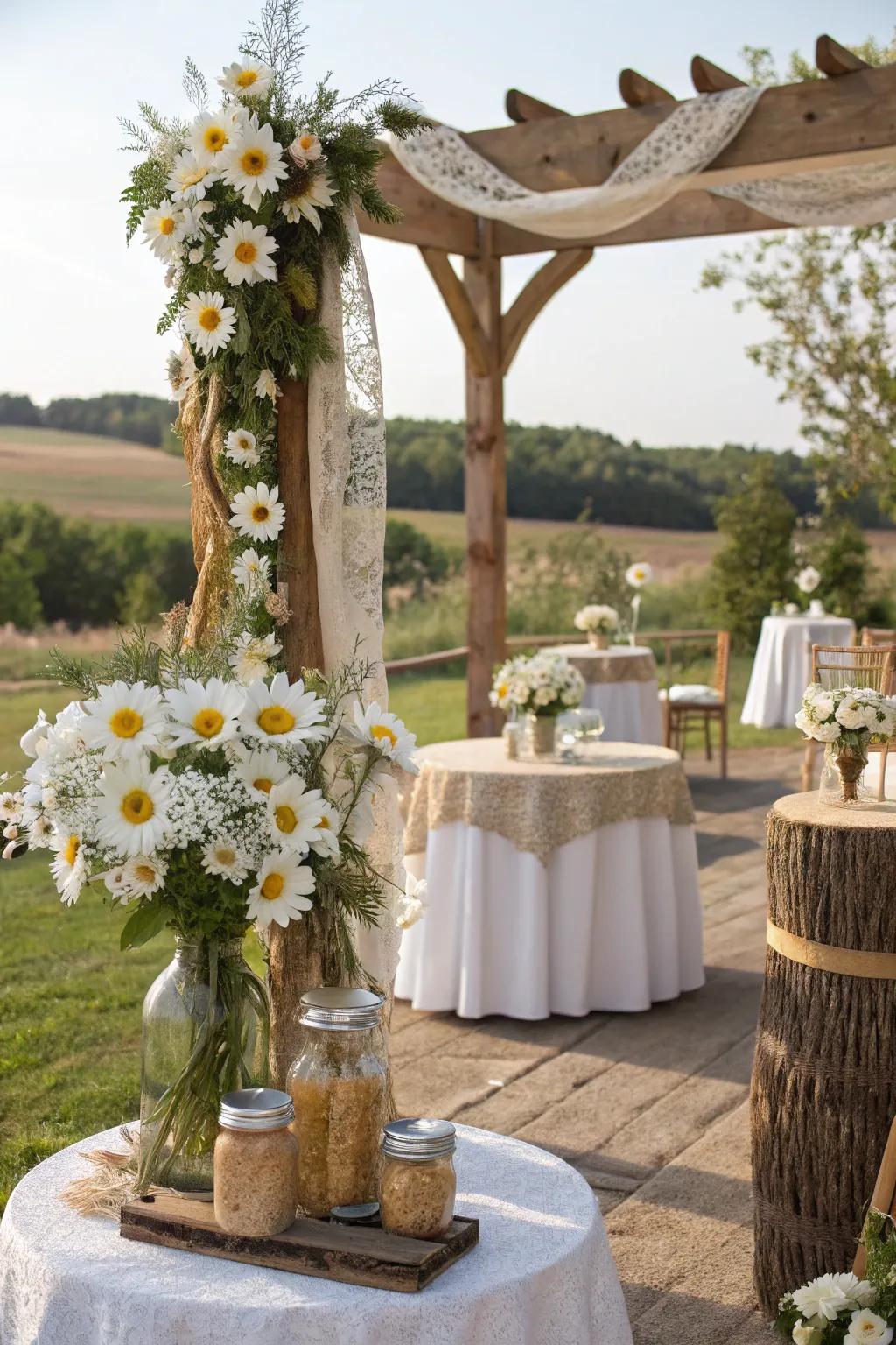 Day's Eyes bringing cheer and affordability to a rustic wedding.