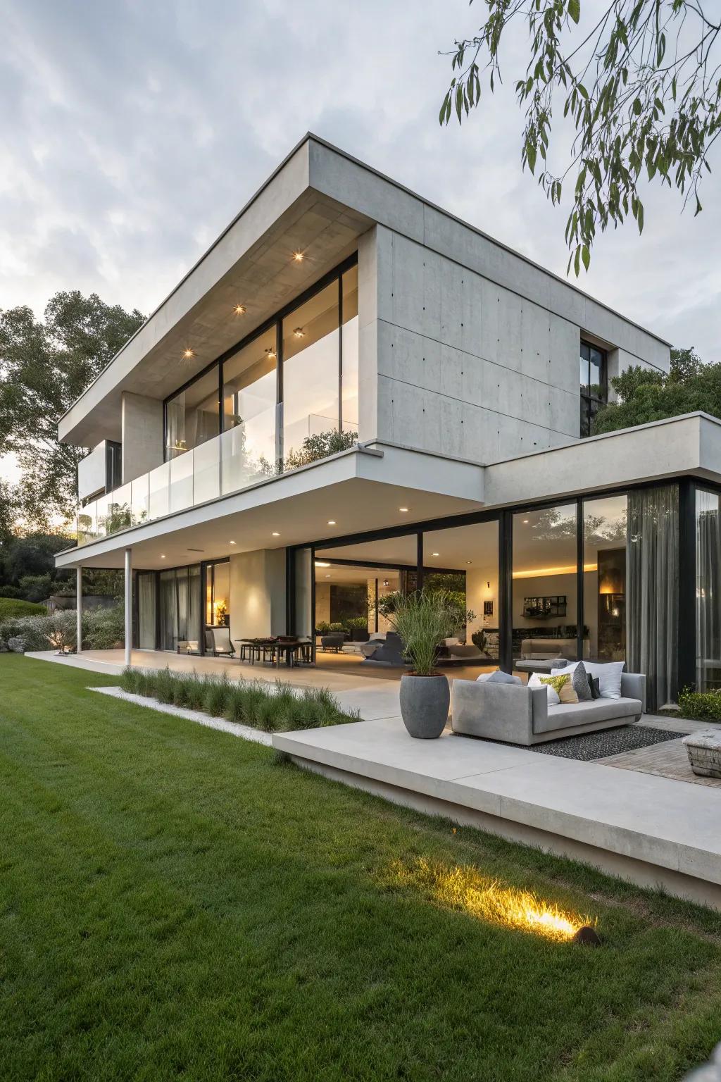 Glass fiber enhanced concrete creates a polished, modern façade.