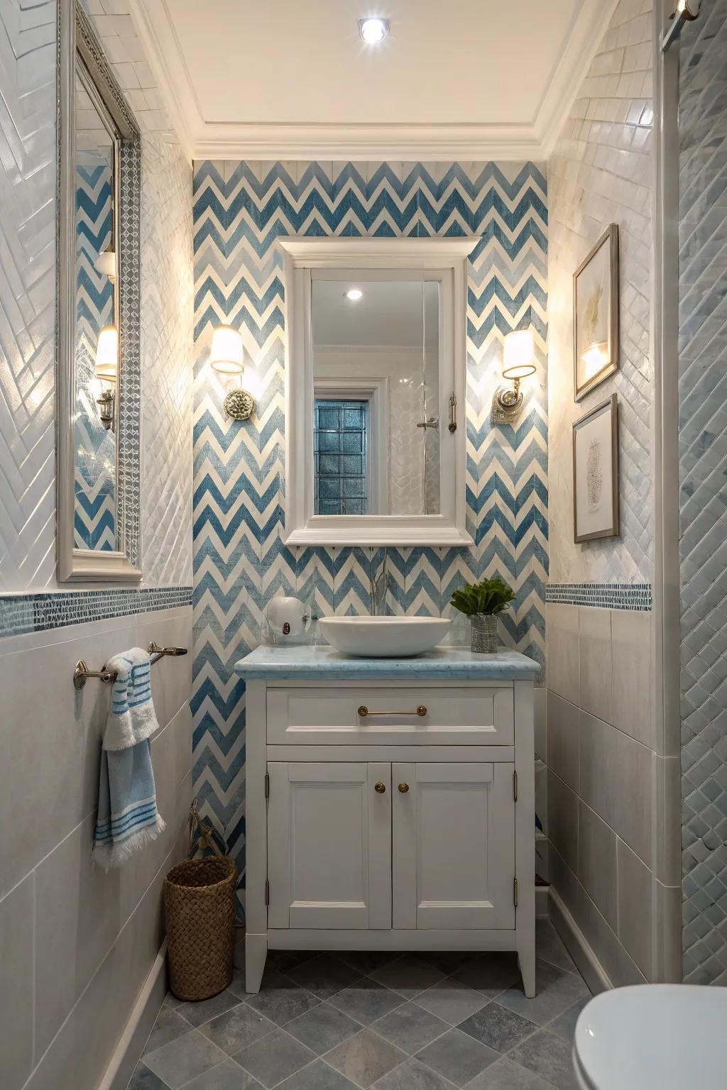 Zigzag layout mosaic tiles provide intricate beauty in small spaces, making a big impact with tiny details.