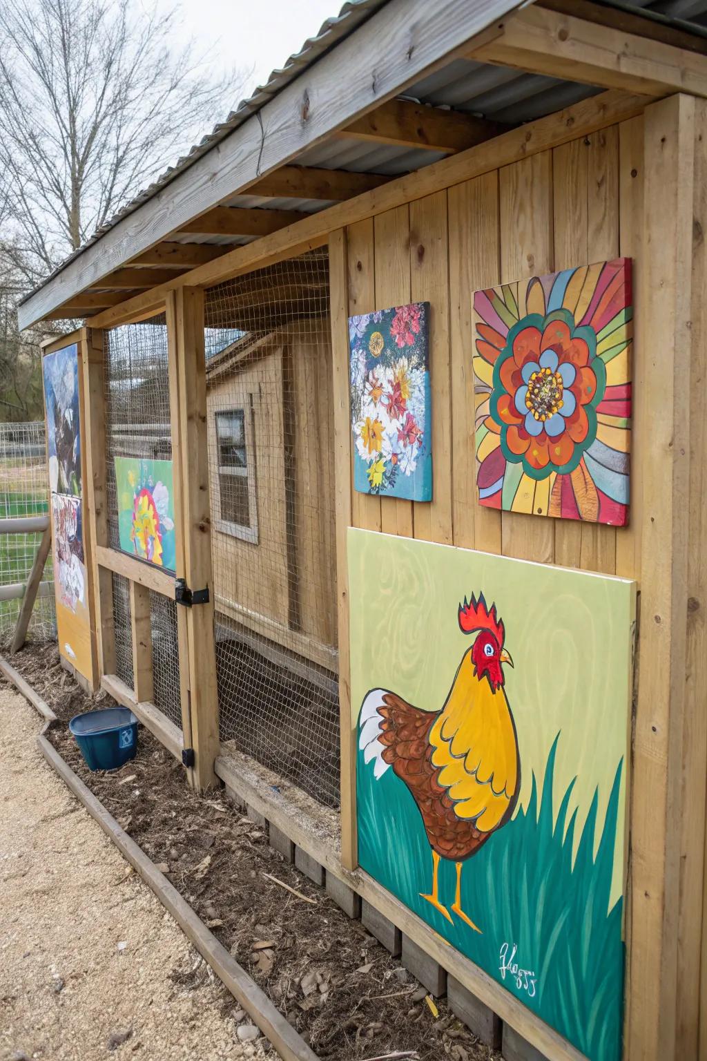 Artwork introduces character and individuality to your chicken coop.