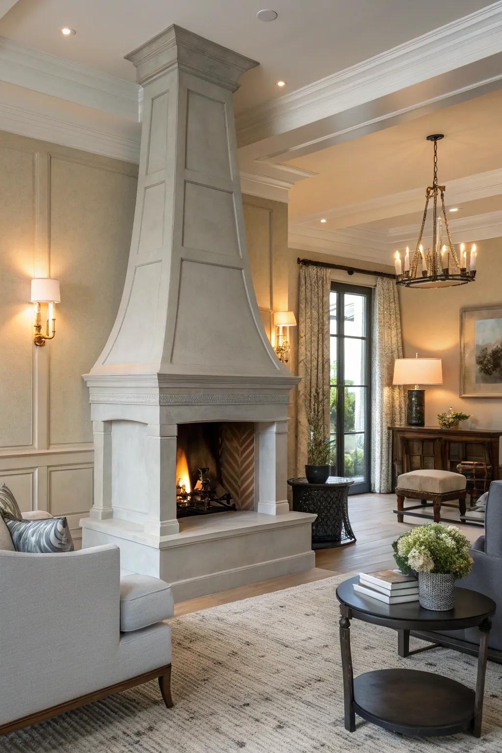 Light granite furnishes understated polish, optimal for a sophisticated interior.