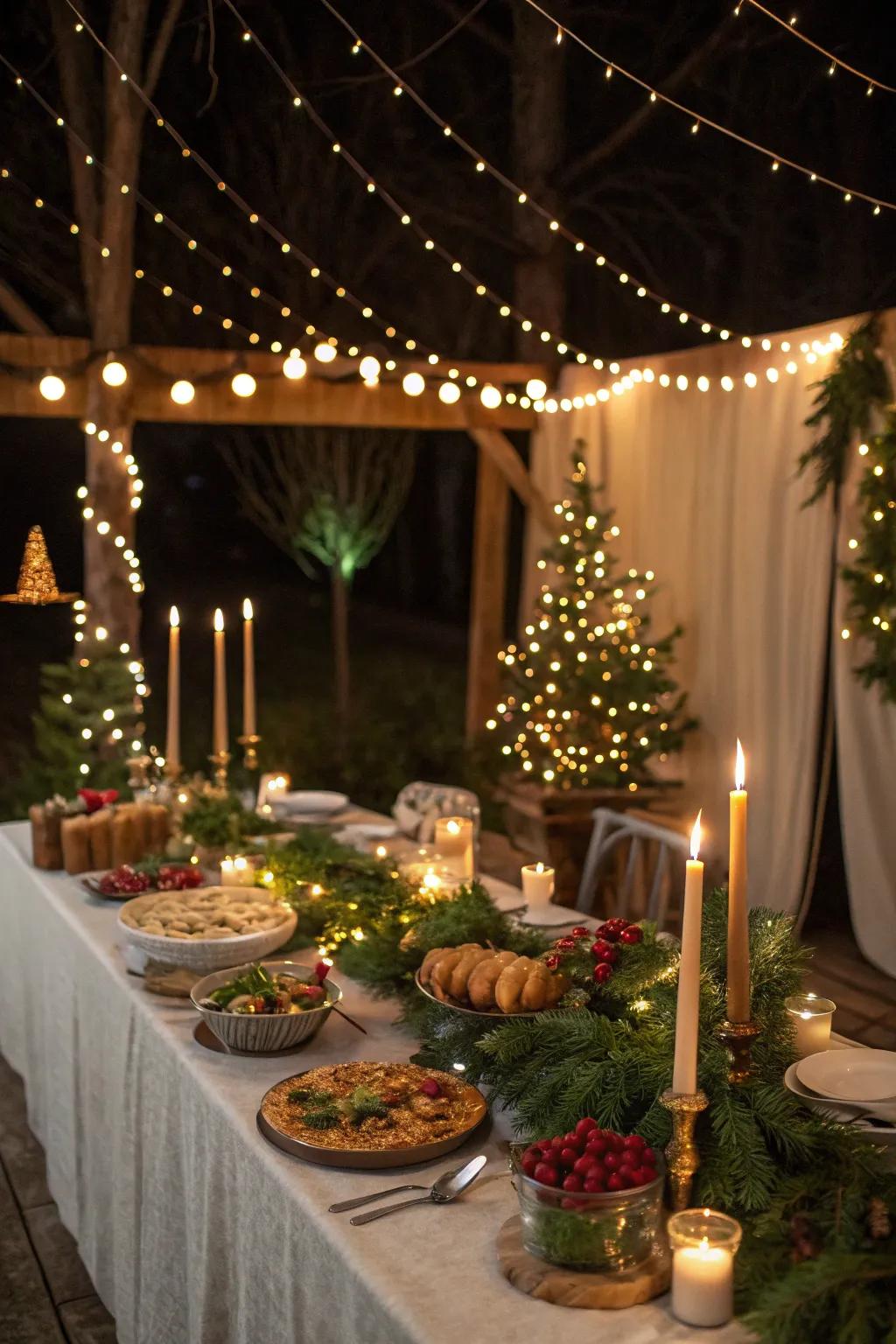 Fairy lights add a magical element.