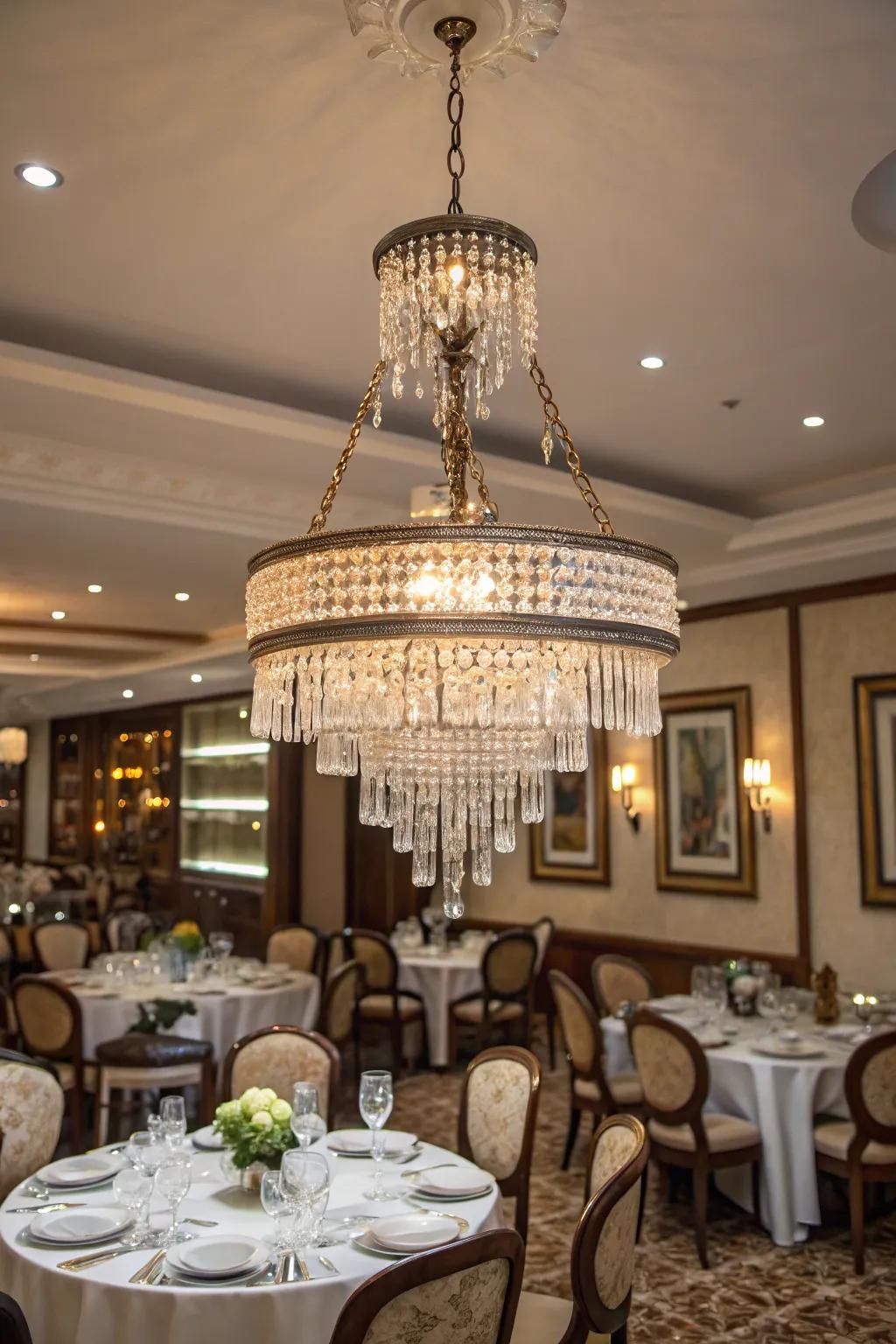 Crystalline prisms append a hint of timeless grandeur to chandeliers.