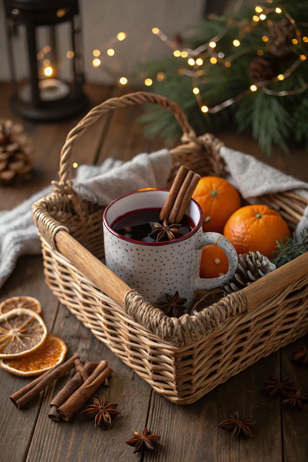 A spiced wine hamper that offers warmth and comfort over the holidays.