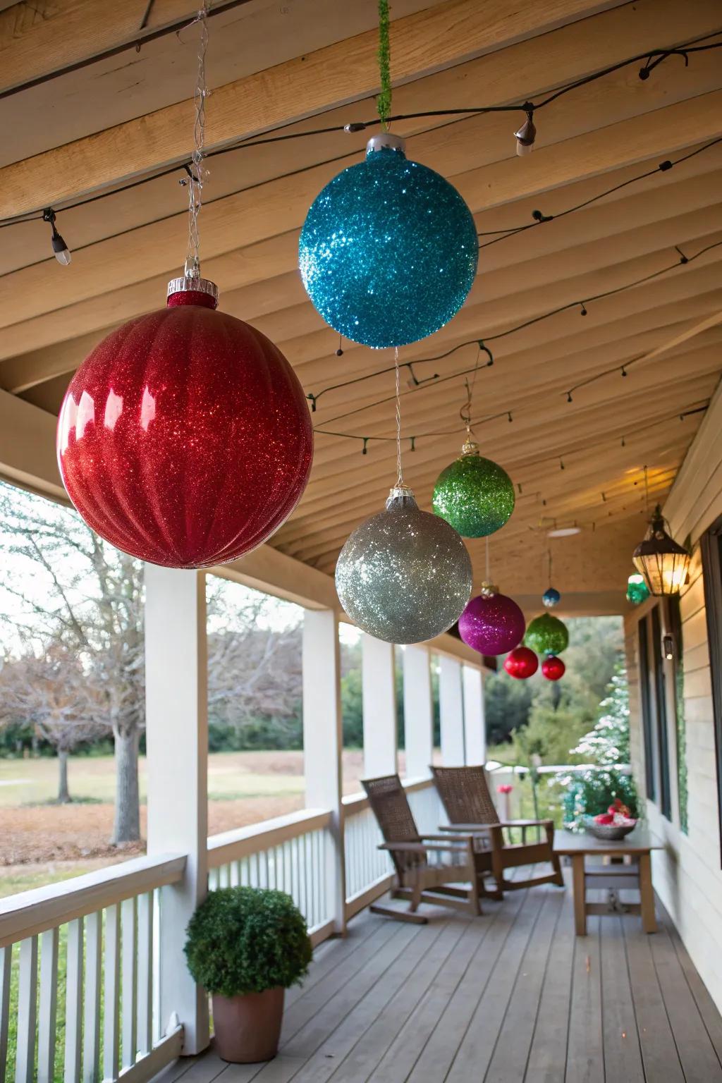 Exaggerated ornaments convey a dramatic flair to the porch ornamentation.