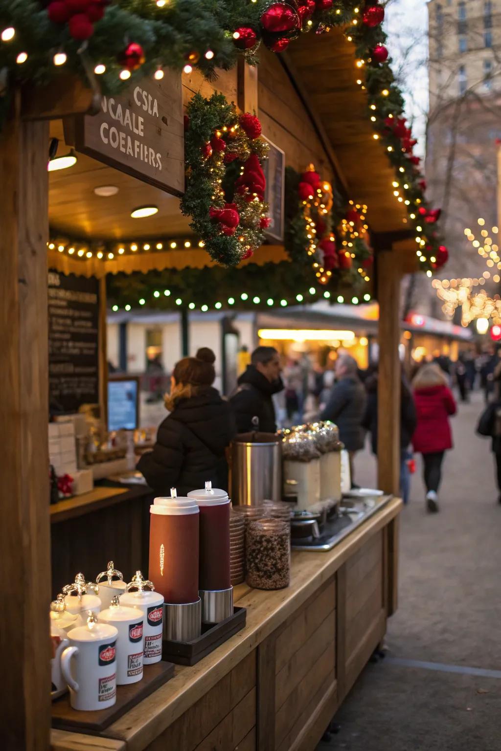 A hot cocoa station extends warmth and cordiality.