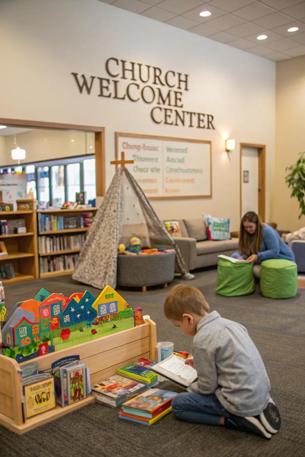 A play area ensures kids are content and engaged.