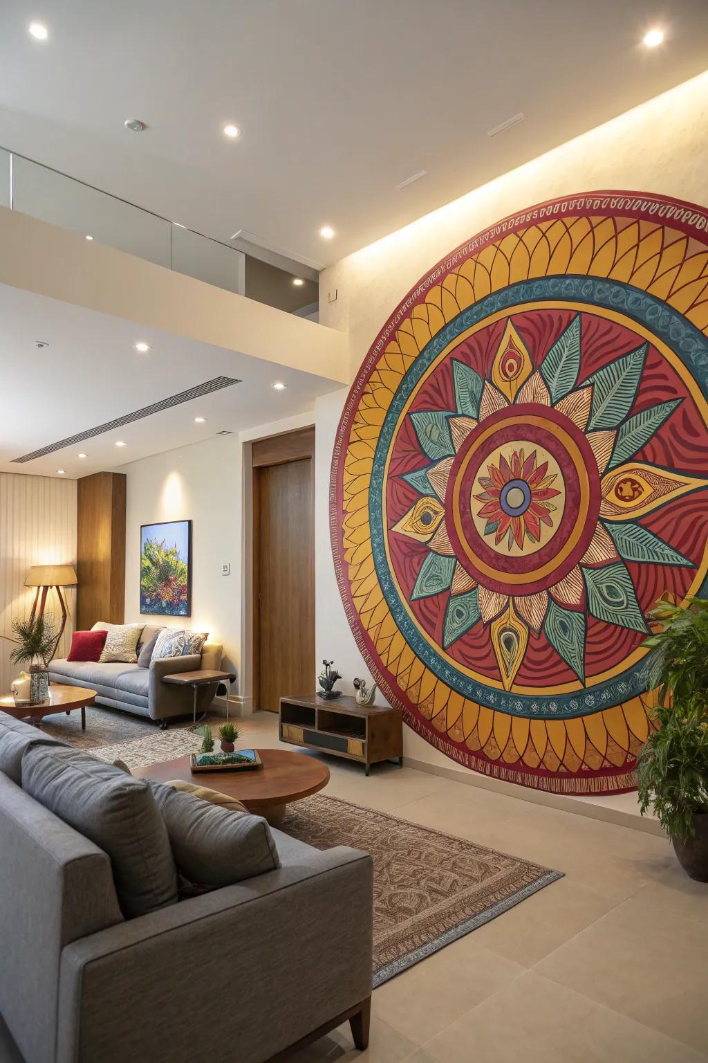 Create an impact with a circle wall covering.