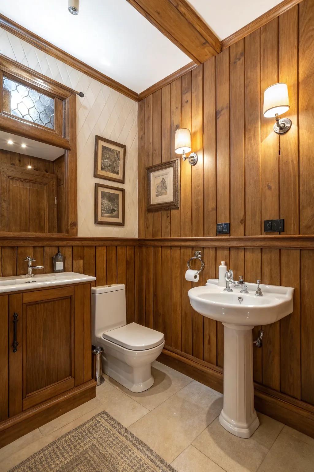 Wooden paneling appends warmth and texture.