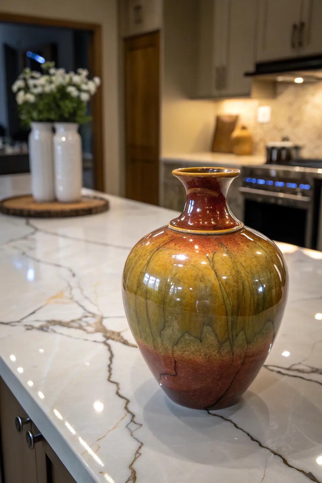 A glazed earthenware vase exuding grace and sophistication.