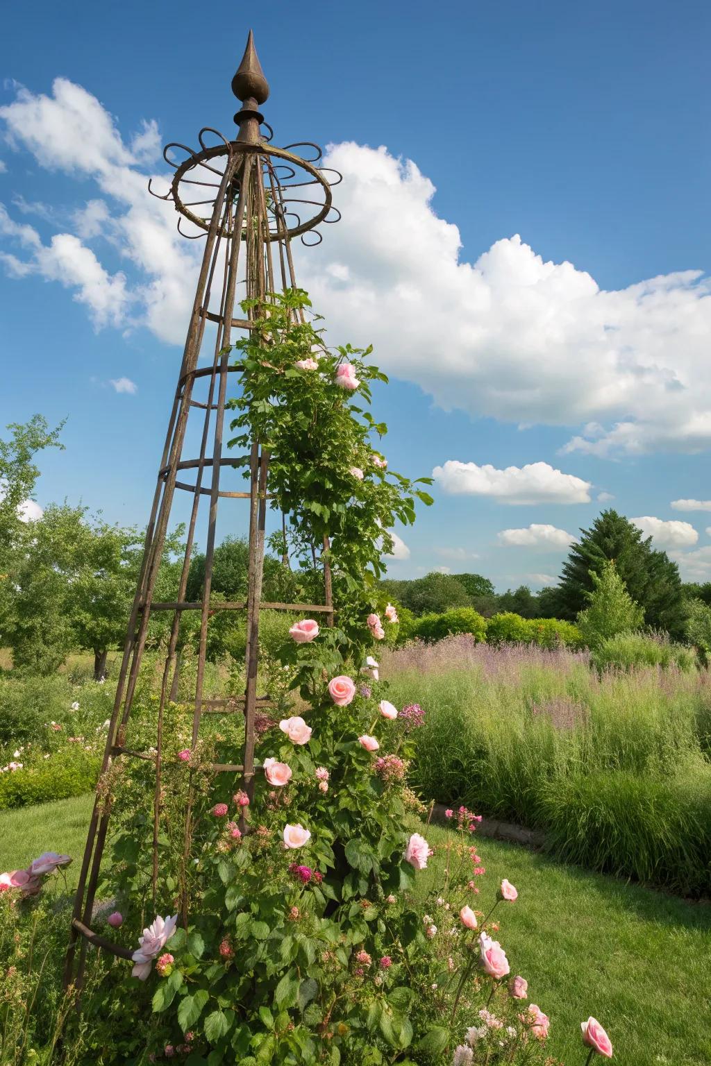 Introduce elevation and refinement with a rose-cloaked obelisk.