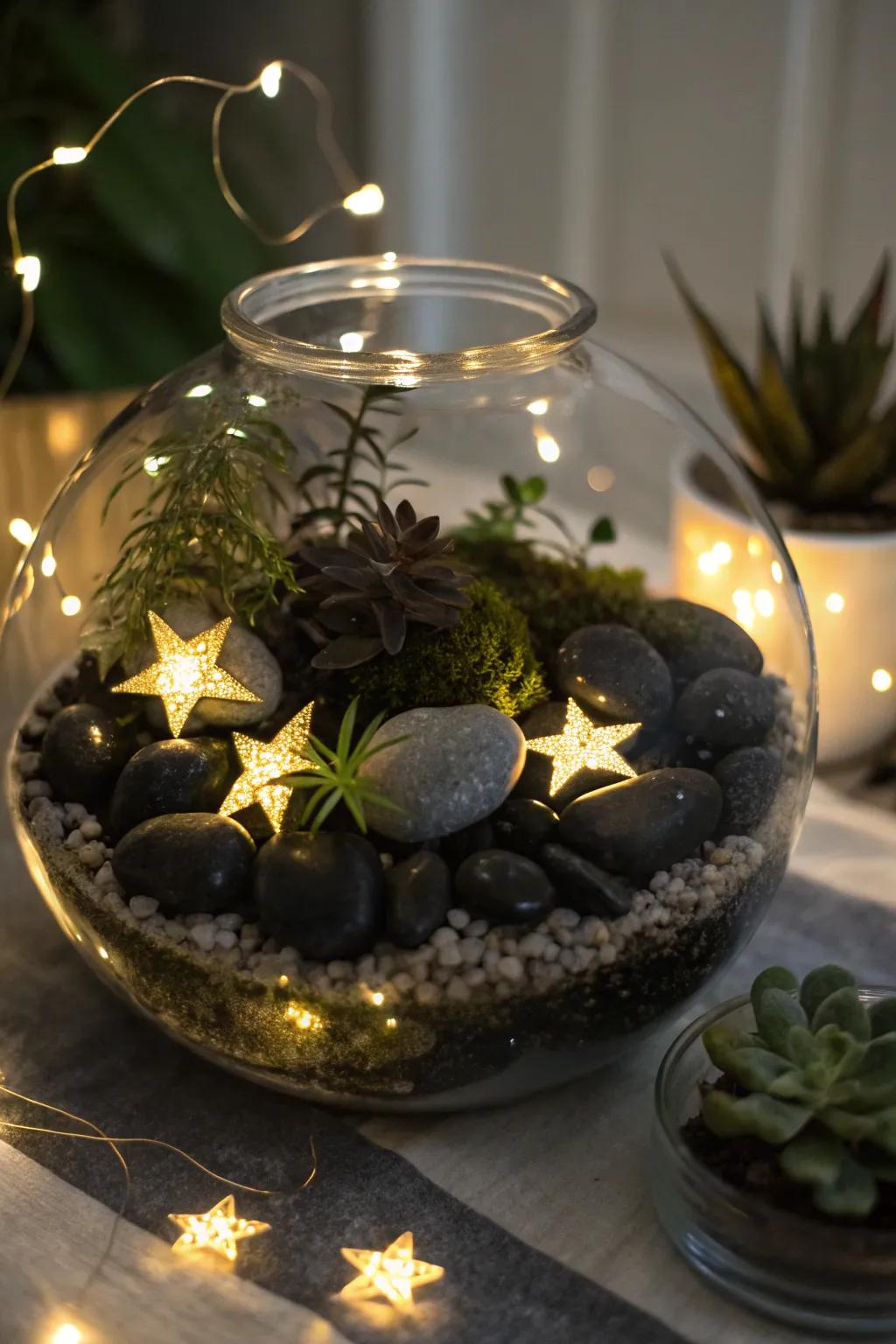 A galactic nightscape terrarium, impeccable for celestial enthusiasts.