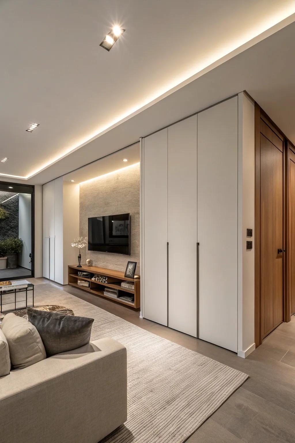 Concealed doors add an intriguing surprise element.