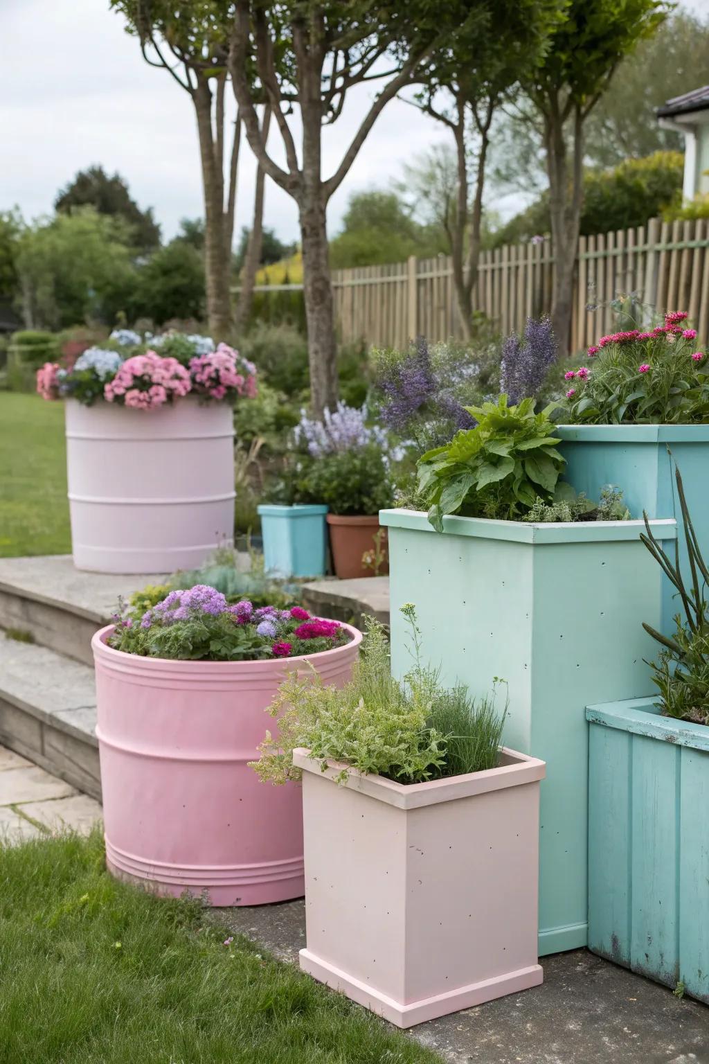 Color-coordinated container garden for visual harmony.