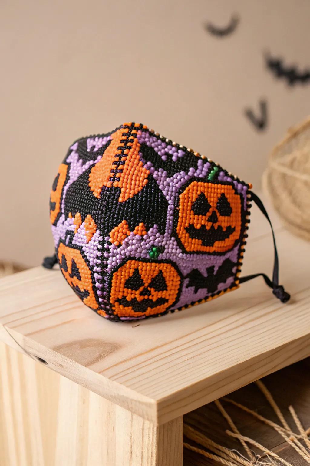 Design your style with this amazing Halloween-themed Kandi face covering – a great mix of simple and festive charm!