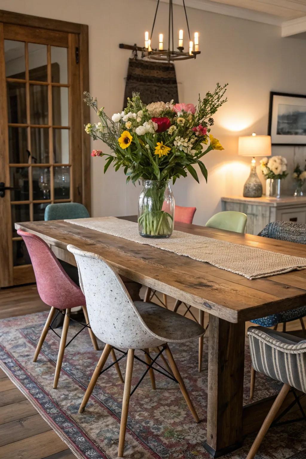 Worn furniture that adds character and charm.