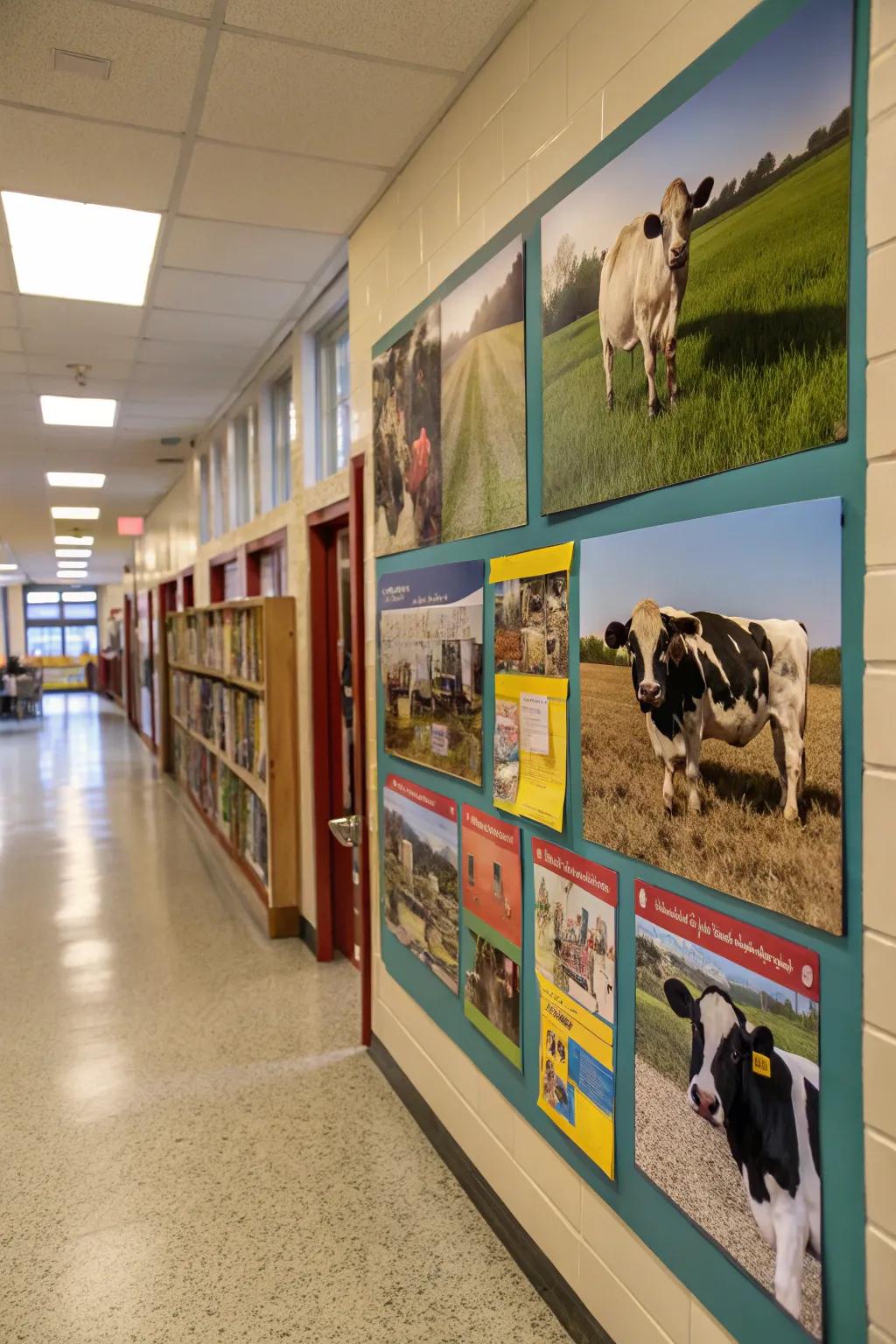 A 'Mooo-ving Forward in Education' hallway display