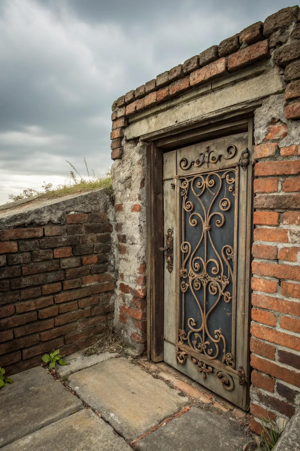 Ornate ironwork enhances the decorative appeal of access panels.