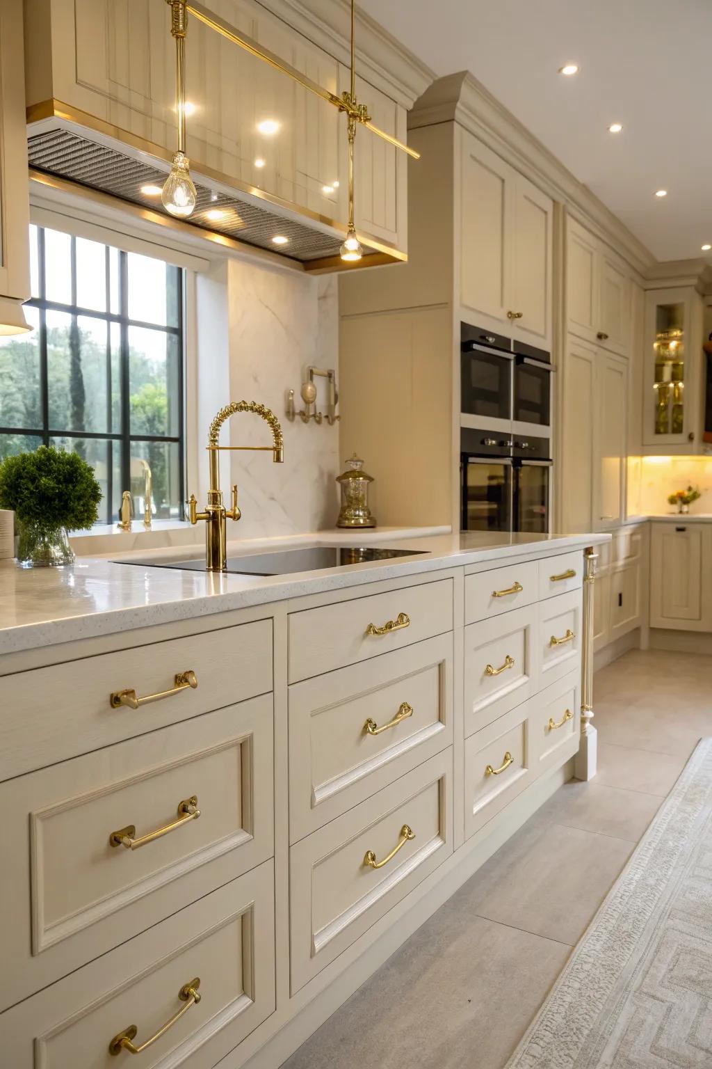 Sumptuous ironmongery adds elegance.