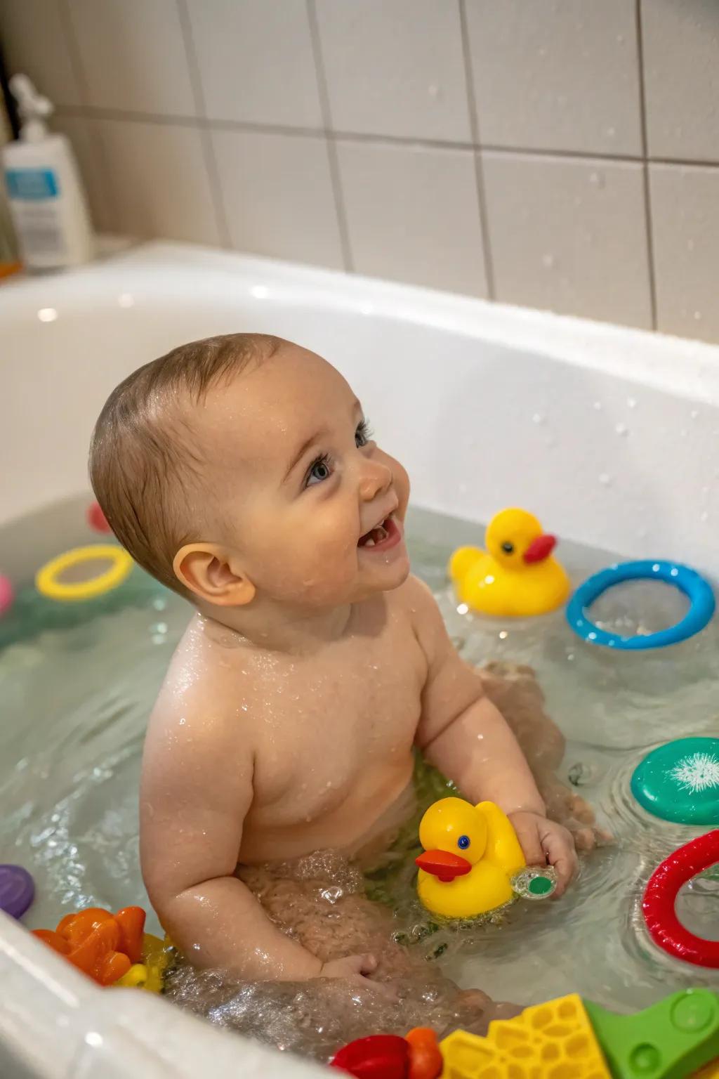 Splashing around in a realm of merriment and security.