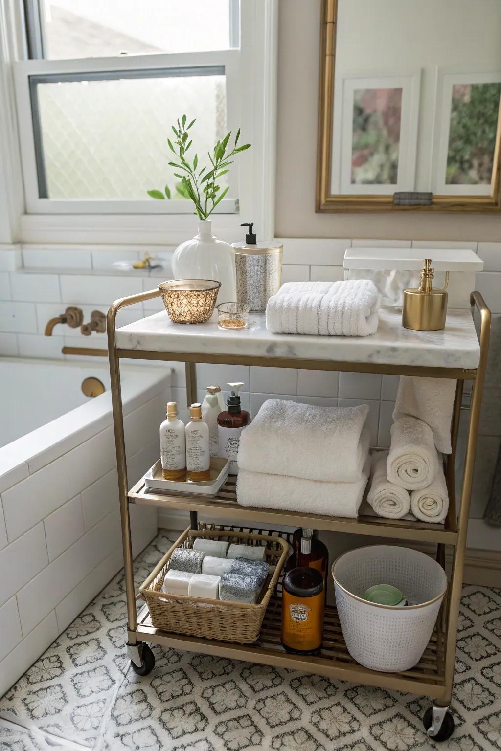 Bar carts are a stylish way to roll in some extra storage.