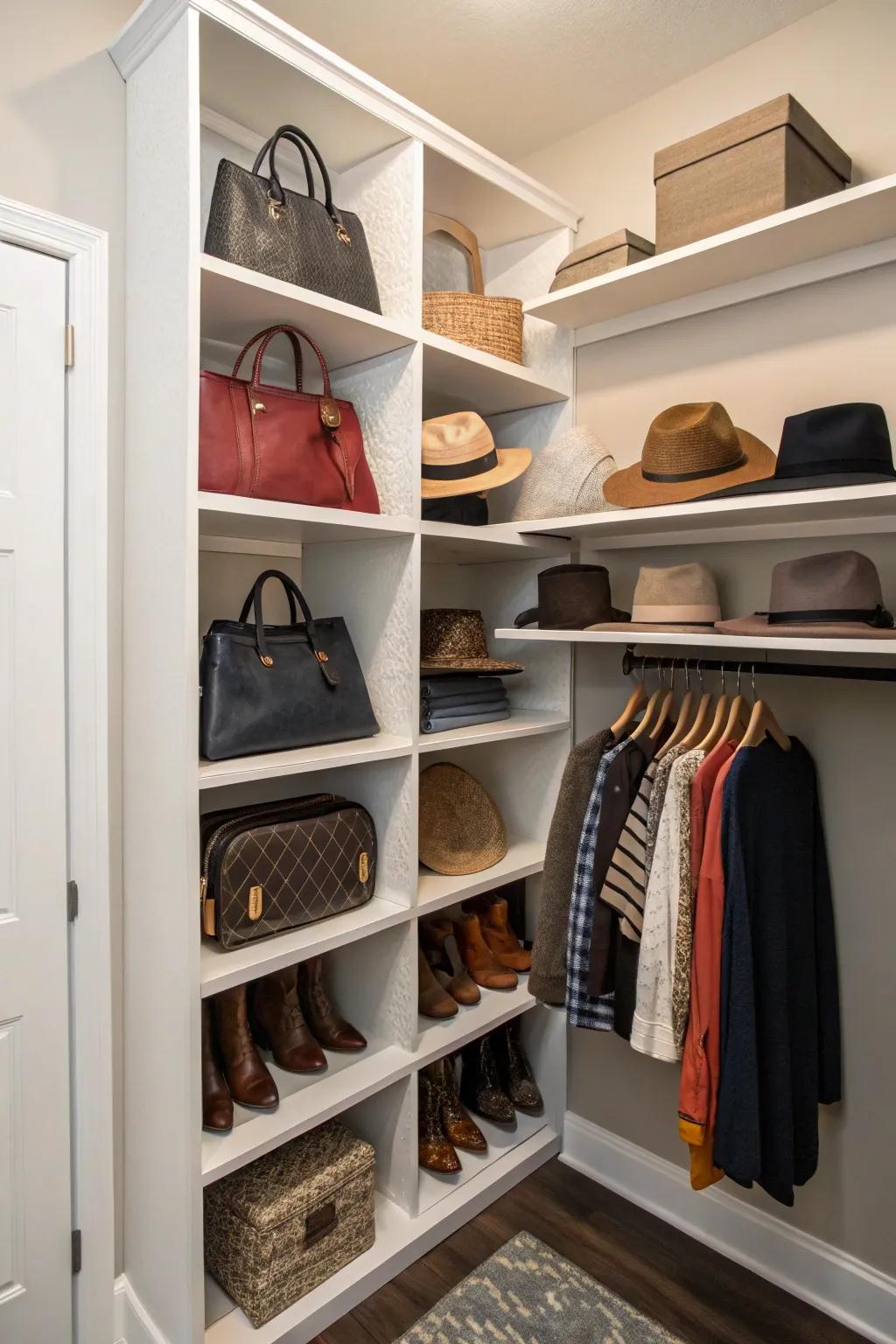 Utilize corner spaces using smart shelving units.