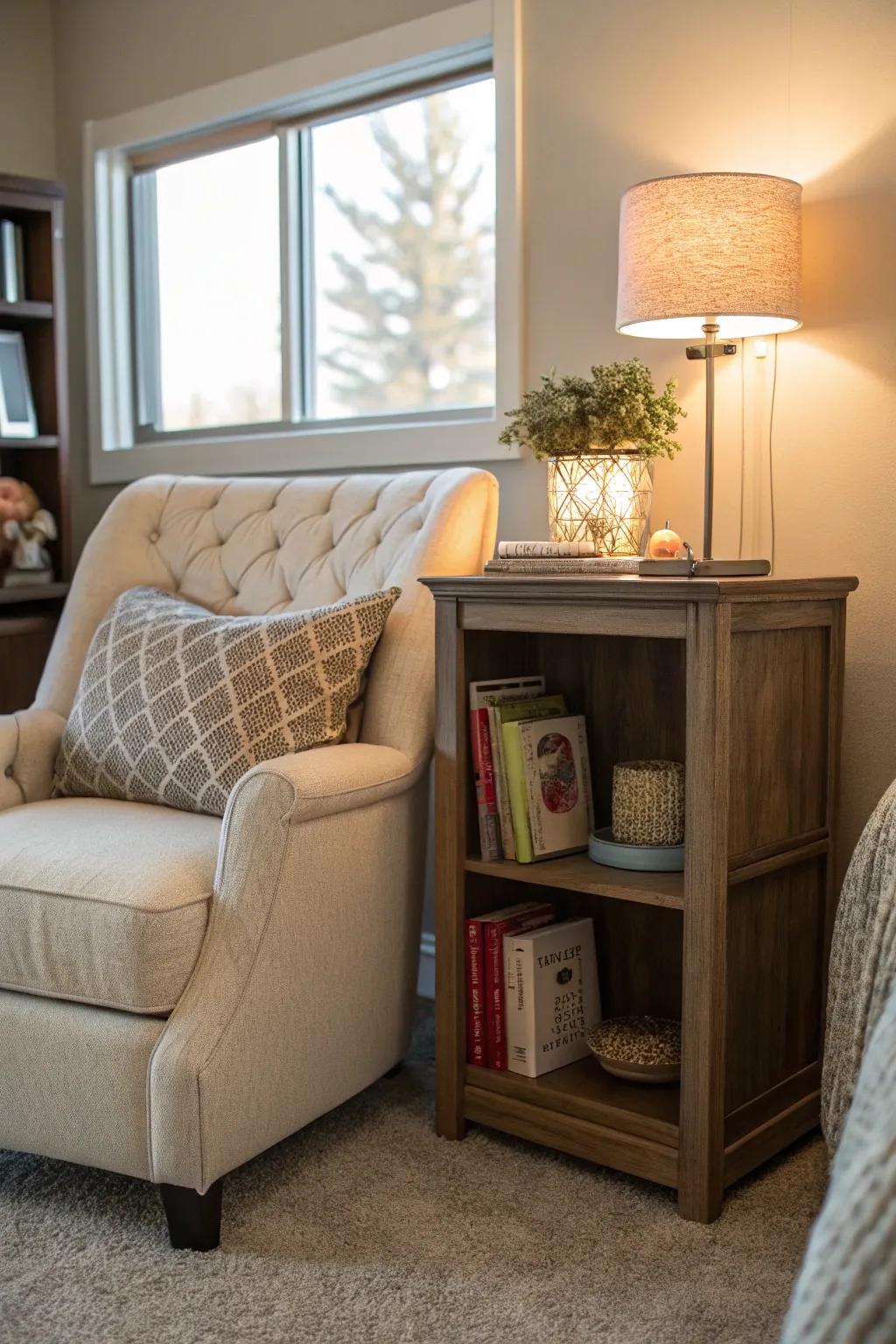 Inviting reading space for book fans.