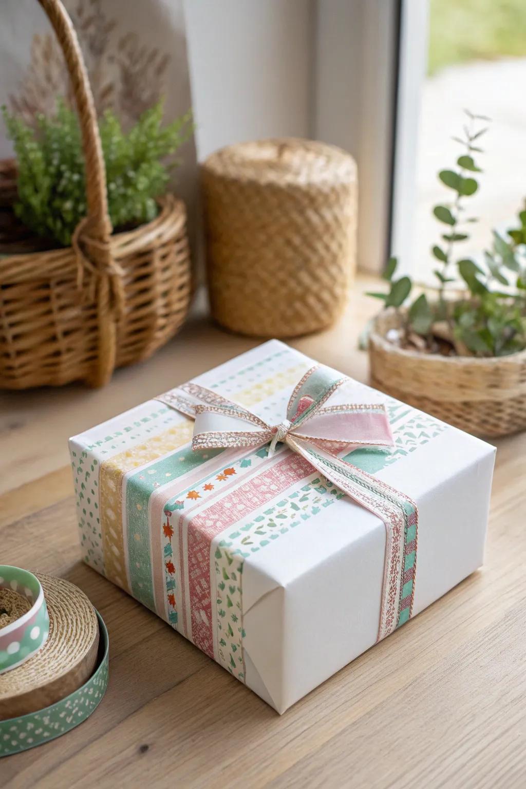 Elevate your gift wrapping game with a splash of washi tape wonder!