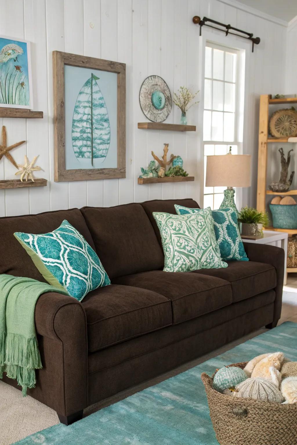 Coastal colors impart an airy and invigorating feel to your space.