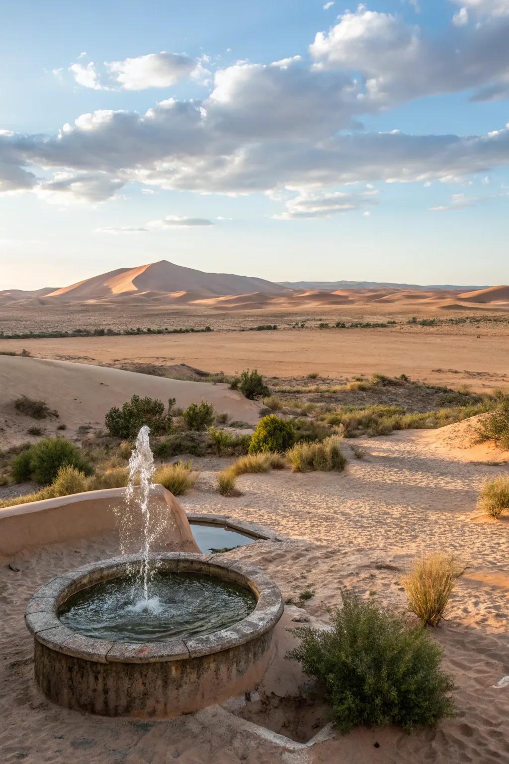 A tranquil water feature that attracts wildlife and enhances the garden's serenity.
