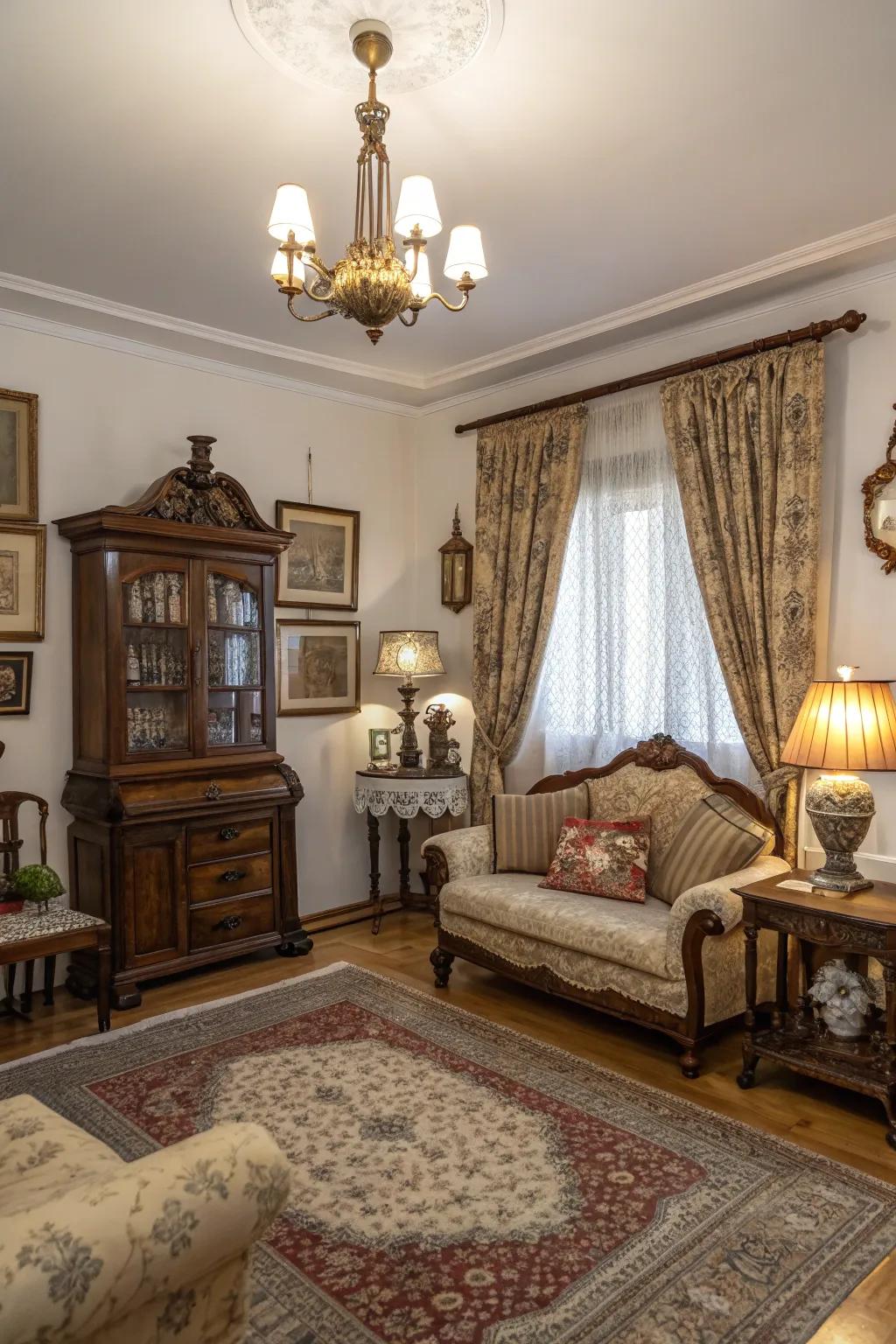 A room enriched with treasured relics that add warmth and storytelling.