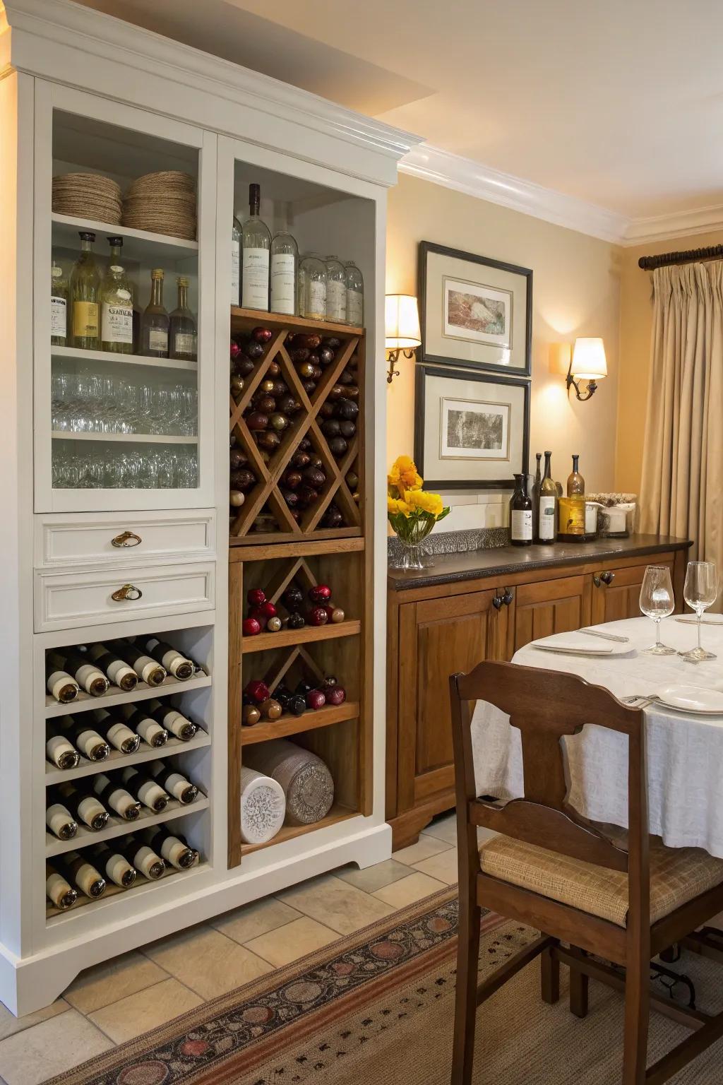 Wine cabinets provide adaptable storage solutions beyond just wine.
