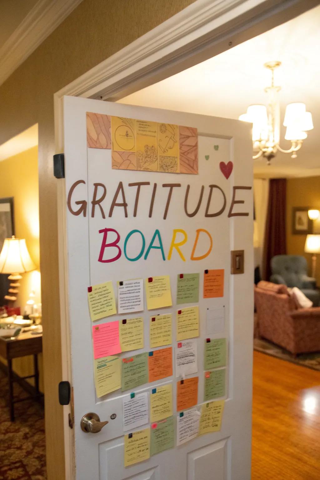 A gratitude board encourages heartfelt messages and connection.