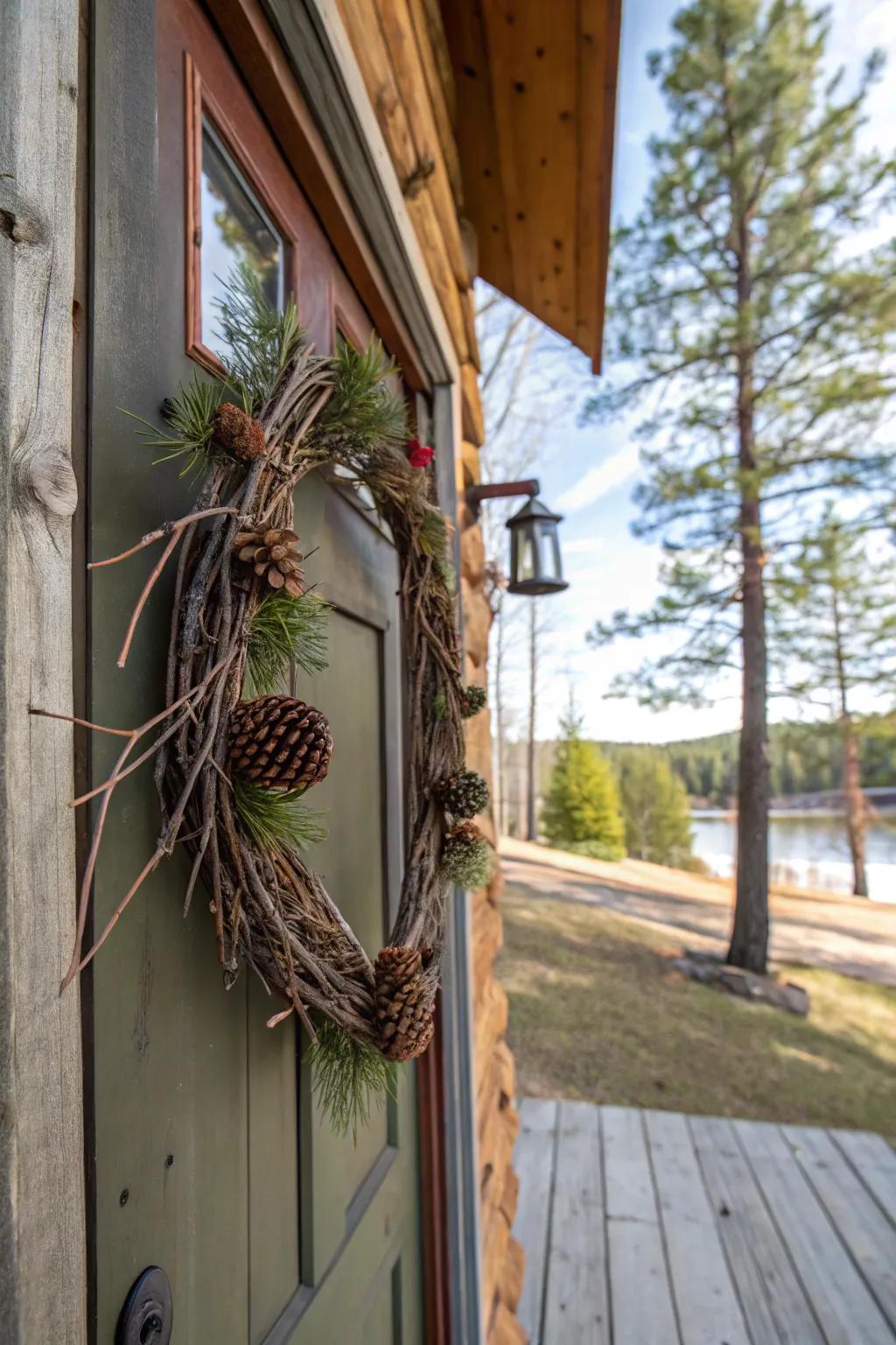 Invite nature to your doorstep with a country, earthy door piece.