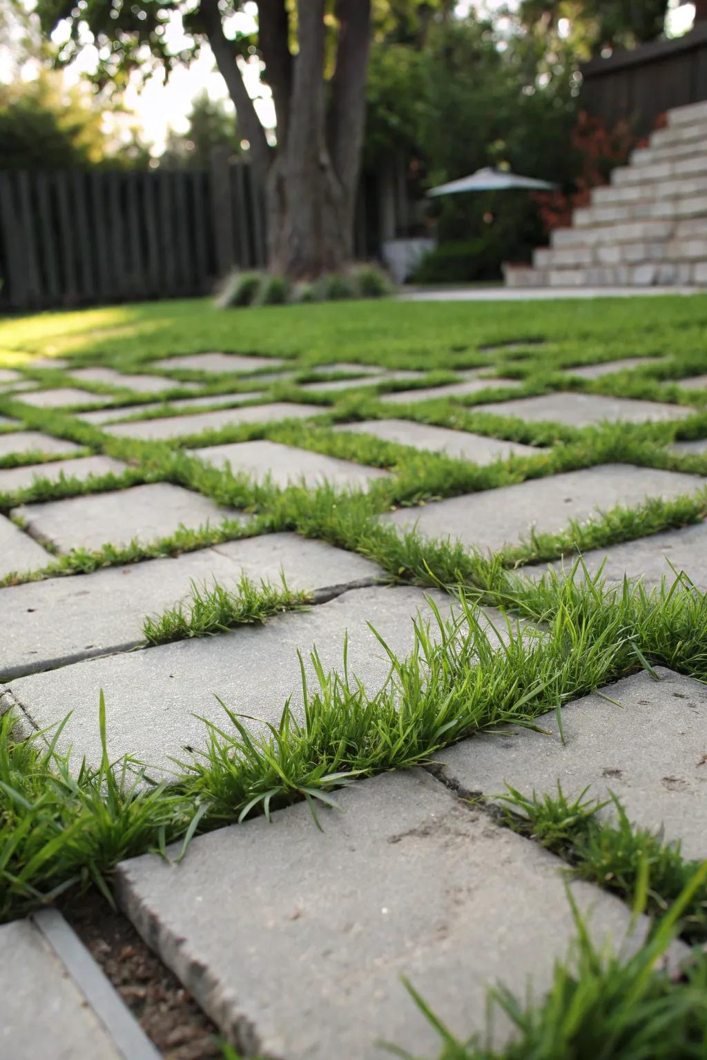 Pavers paired with turf for a balanced aesthetic.