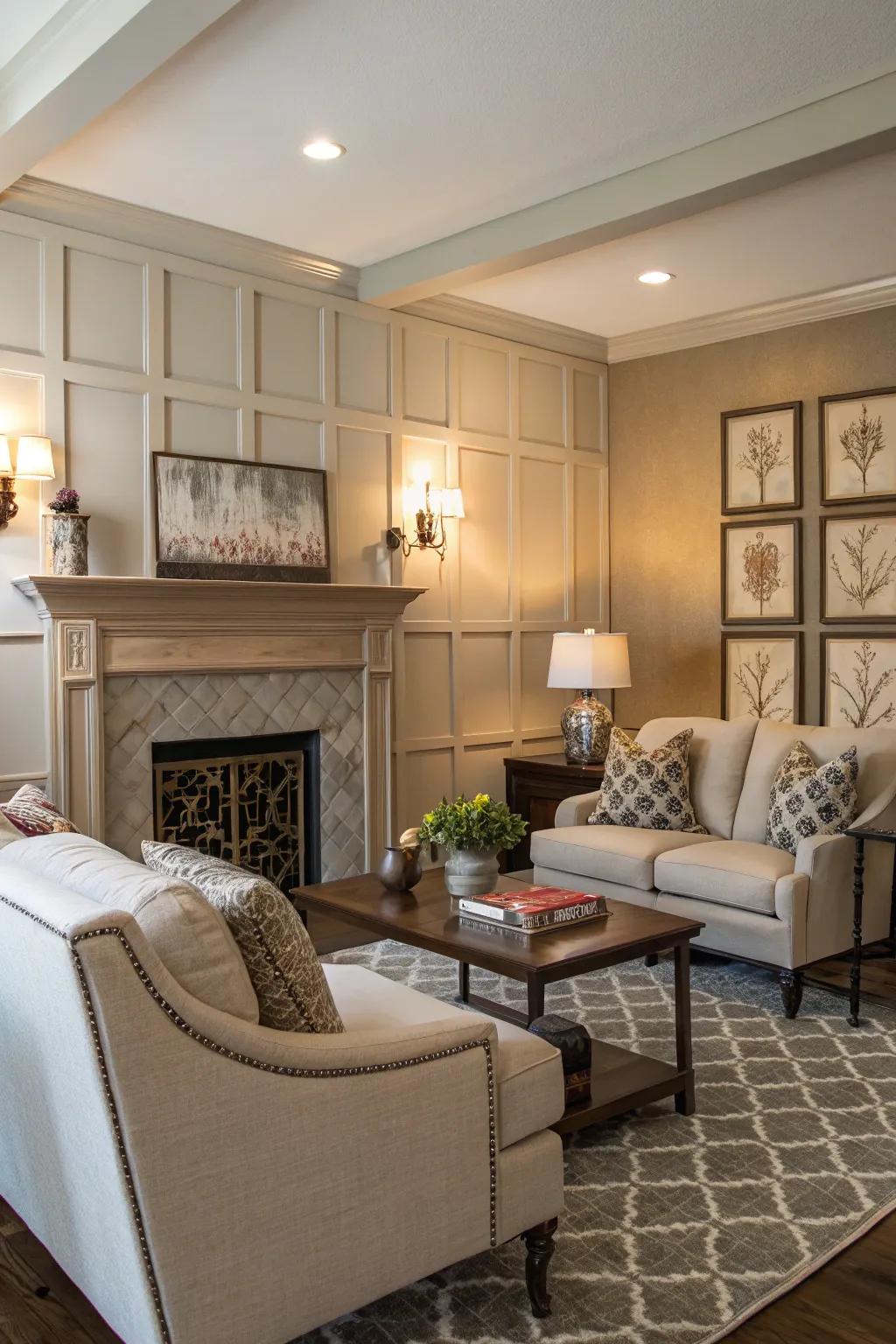 Batten board walls add depth and structure to any space.