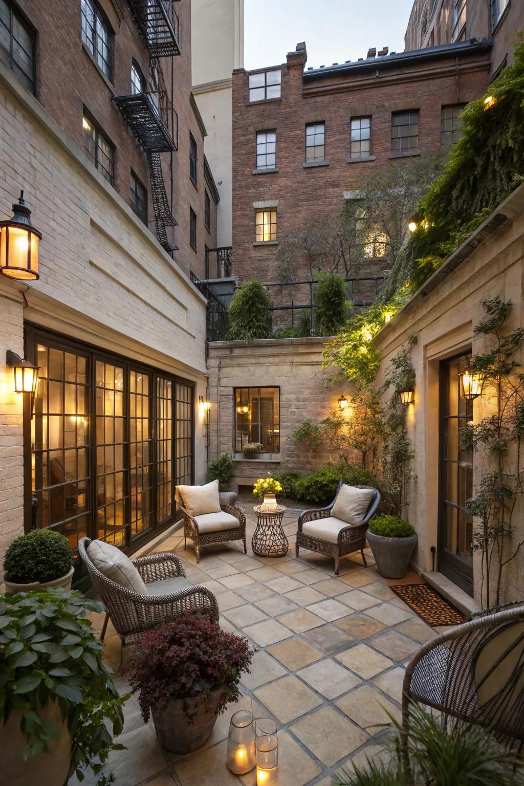 Design an intimate space with a sunken terrace in your courtyard.